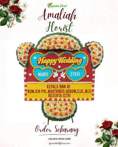 Karangan Papan Bunga Pernikahan di Pagelak